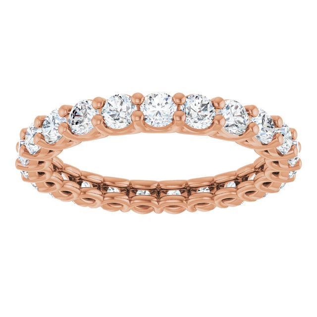 14K Gold Round Lab-Grown Diamond Low Profile Eternity Band - 2.5mm Stones - Rose Gold - view 3