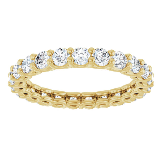 14K Gold Round Lab-Grown Diamond Low Profile Eternity Band - 2.5mm Stones - Yellow Gold - view 3