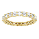 14K Gold Round Natural Diamond Low Profile Eternity Band - 2.5mm Stones - Yellow Gold - view 3