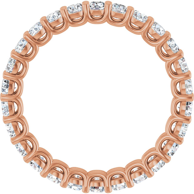 14K Gold Round Natural Diamond Low Profile Eternity Band - 2.5mm Stones - Rose Gold - view 2