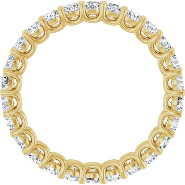 14K Gold Round Natural Diamond Low Profile Eternity Band - 2.5mm Stones - Yellow Gold - view 2