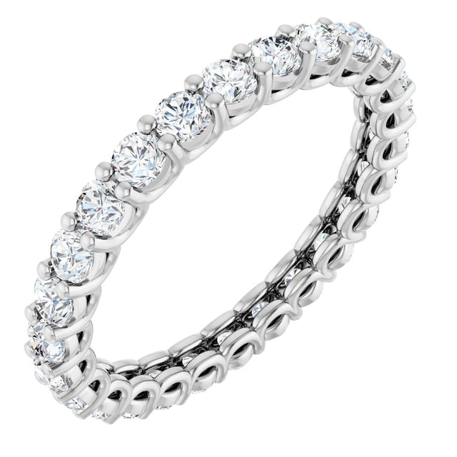 Platinum Round Natural Diamond Low Profile Eternity Band - 2.5mm Stones