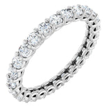 14K Gold Round Natural Diamond Low Profile Eternity Band - 2.5mm Stones - White Gold