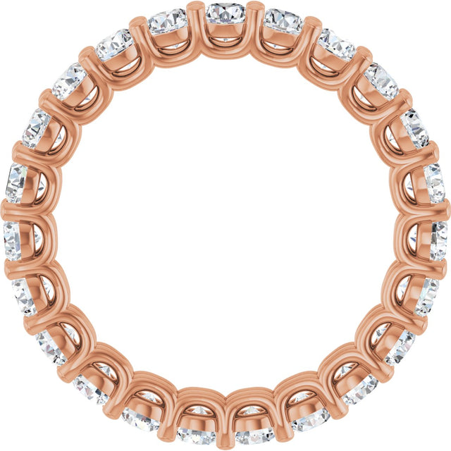 14K Gold Round Lab-Grown Diamond Low Profile Eternity Band - 2.5mm Stones - Rose Gold - view 2