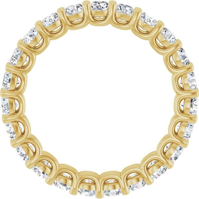 14K Gold Round Natural Diamond Low Profile Eternity Band - 2.5mm Stones - Yellow Gold - view 2