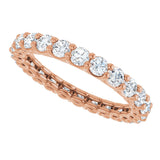 14K Gold Round Natural Diamond Low Profile Eternity Band - 2.5mm Stones - Rose Gold - view 5