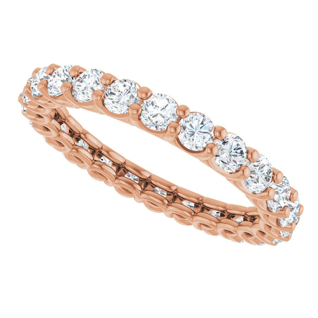14K Gold Round Natural Diamond Low Profile Eternity Band - 2.5mm Stones - Rose Gold - view 5