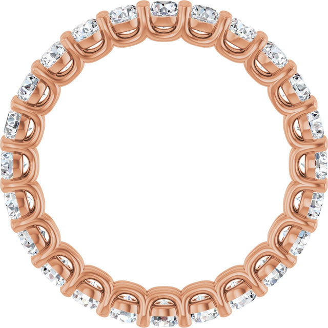 14K Gold Round Lab-Grown Diamond Low Profile Eternity Band - 2.5mm Stones - Rose Gold - view 2