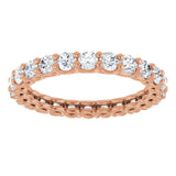 14K Gold Round Natural Diamond Low Profile Eternity Band - 2.5mm Stones - Rose Gold - view 3