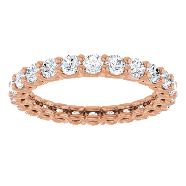 14K Gold Round Natural Diamond Low Profile Eternity Band - 2.5mm Stones - Rose Gold - view 3