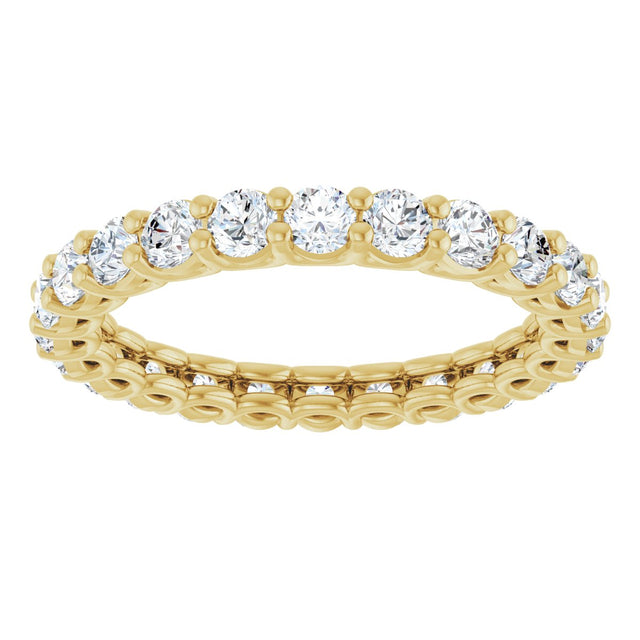14K Gold Round Lab-Grown Diamond Low Profile Eternity Band - 2.5mm Stones - Yellow Gold - view 3