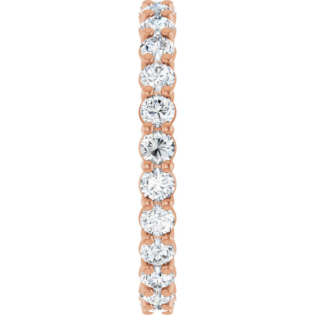 14K Gold Round Lab-Grown Diamond Low Profile Eternity Band - 2.5mm Stones - Rose Gold - view 4