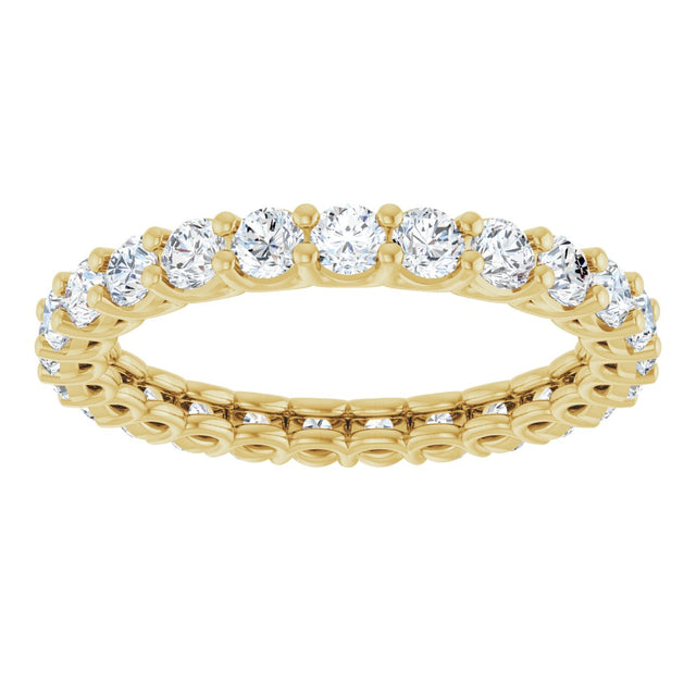 14K Gold Round Natural Diamond Low Profile Eternity Band - 2.5mm Stones - Yellow Gold - view 3