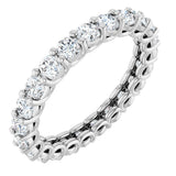 14K Gold Round Natural Diamond Low Profile Eternity Band - 2.5mm Stones - White Gold