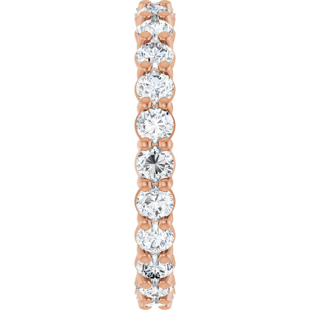 14K Gold Round Natural Diamond Low Profile Eternity Band - 2.5mm Stones - Rose Gold - view 4
