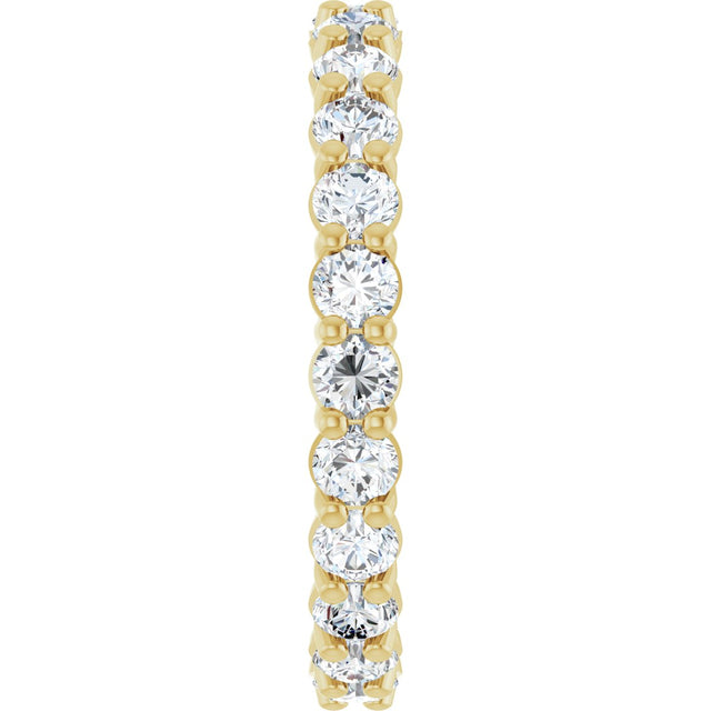 14K Gold Round Lab-Grown Diamond Low Profile Eternity Band - 2.5mm Stones - Yellow Gold - view 4