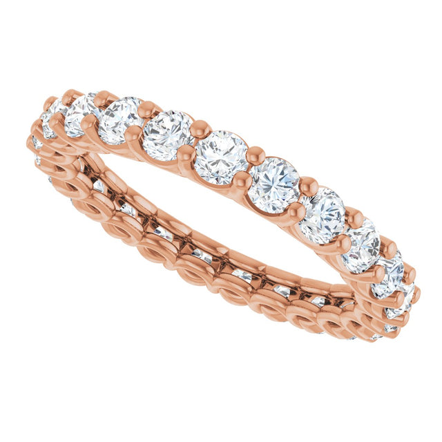 14K Gold Round Natural Diamond Low Profile Eternity Band - 2.5mm Stones - Rose Gold - view 5