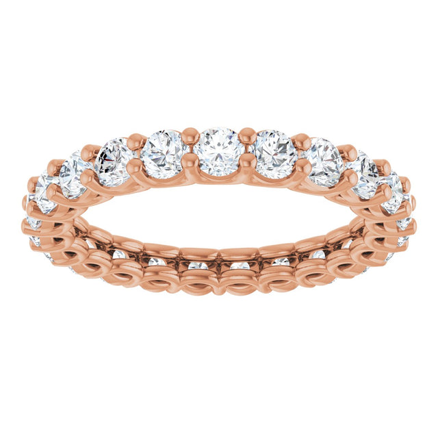 14K Gold Round Lab-Grown Diamond Low Profile Eternity Band - 2.5mm Stones - Rose Gold - view 3