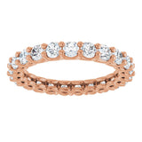 14K Gold Round Natural Diamond Low Profile Eternity Band - 2.5mm Stones - Rose Gold - view 3
