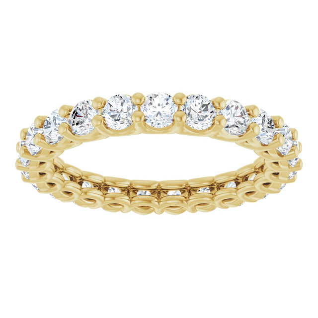 14K Gold Round Lab-Grown Diamond Low Profile Eternity Band - 2.5mm Stones - Yellow Gold - view 3