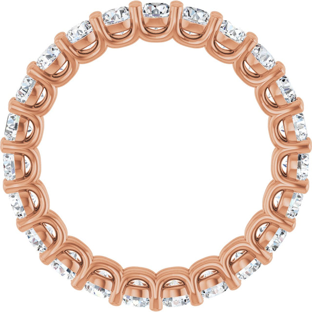 14K Gold Round Natural Diamond Low Profile Eternity Band - 2.5mm Stones - Rose Gold - view 2