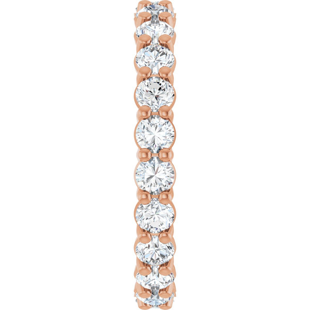 14K Gold Round Natural Diamond Low Profile Eternity Band - 2.5mm Stones - Rose Gold - view 4