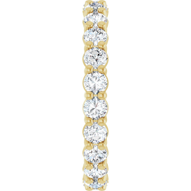 14K Gold Round Natural Diamond Low Profile Eternity Band - 2.5mm Stones - Yellow Gold - view 4