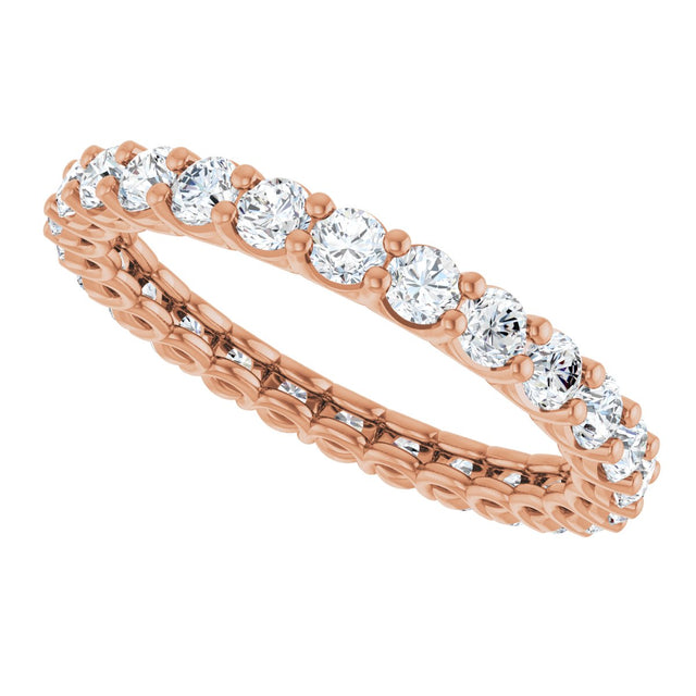 14K Gold Round Lab-Grown Diamond Low Profile Eternity Band - 2.5mm Stones - Rose Gold - view 5