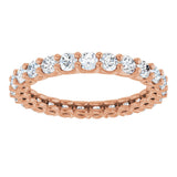 14K Gold Round Lab-Grown Diamond Low Profile Eternity Band - 2.5mm Stones - Rose Gold - view 3
