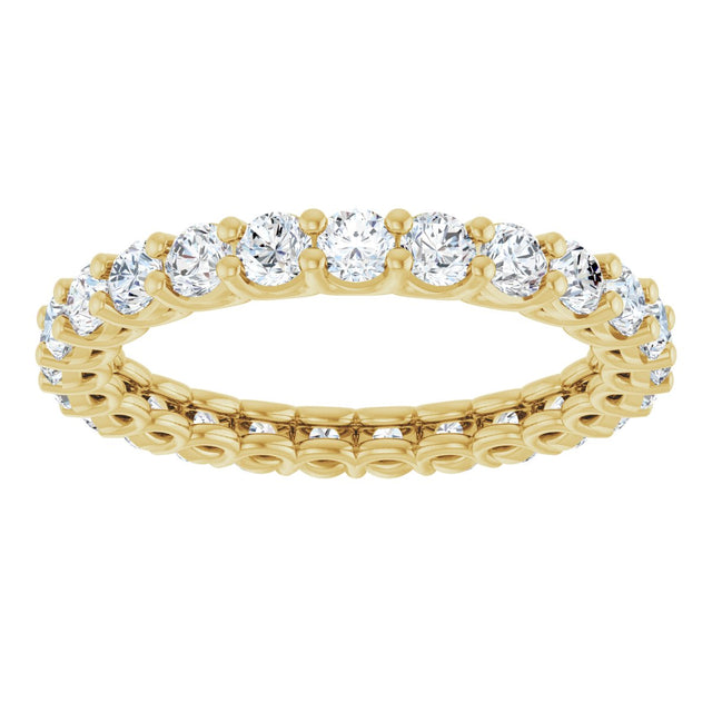 14K Gold Round Natural Diamond Low Profile Eternity Band - 2.5mm Stones - Yellow Gold - view 3