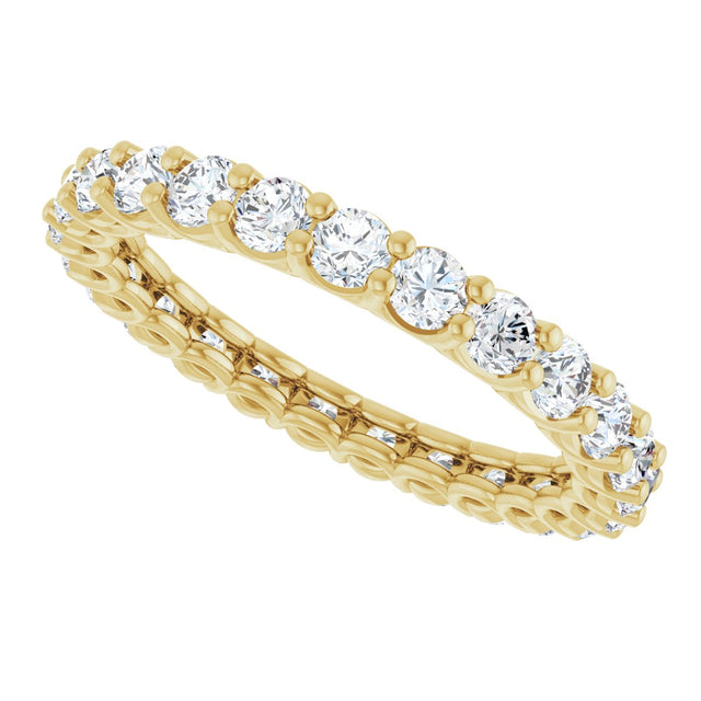 14K Gold Round Natural Diamond Low Profile Eternity Band - 2.5mm Stones - Yellow Gold - view 5