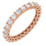 14K Gold Round Natural Diamond Low Profile Eternity Band - 2.5mm Stones - Rose Gold