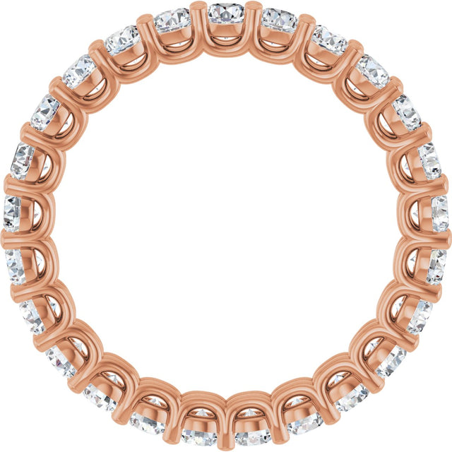 14K Gold Round Lab-Grown Diamond Low Profile Eternity Band - 2.5mm Stones - Rose Gold - view 2