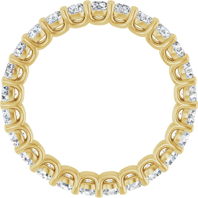 14K Gold Round Natural Diamond Low Profile Eternity Band - 2.5mm Stones - Yellow Gold - view 2