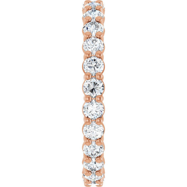 14K Gold Round Lab-Grown Diamond Low Profile Eternity Band - 2.5mm Stones - Rose Gold - view 4