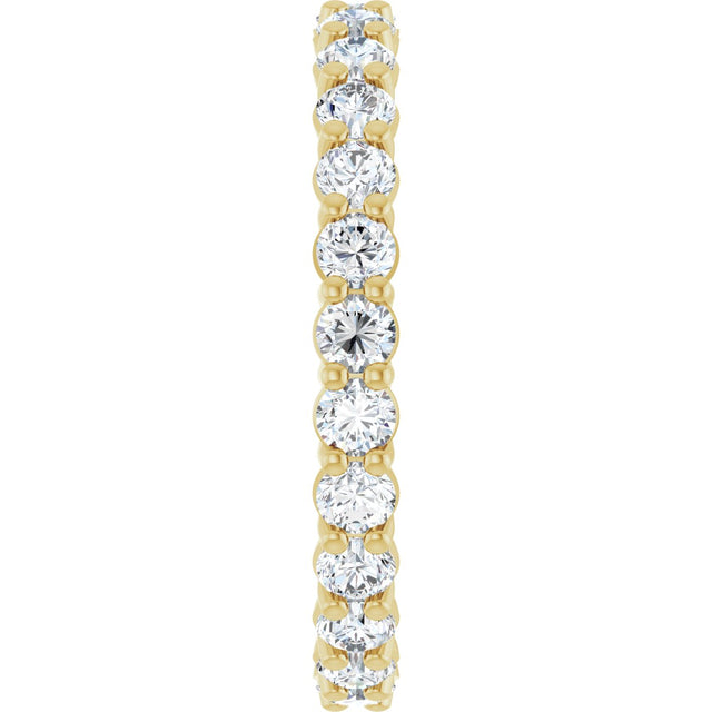 14K Gold Round Natural Diamond Low Profile Eternity Band - 2.5mm Stones - Yellow Gold - view 4