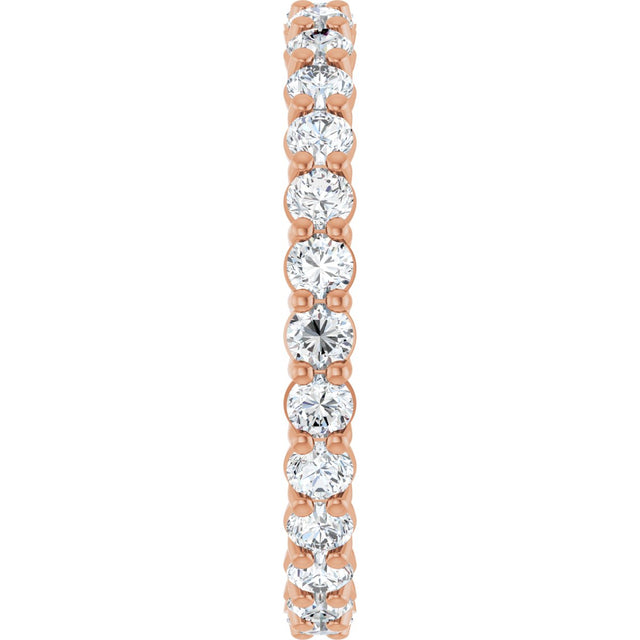 14K Gold Round Natural Diamond Low Profile Eternity Band - 2.5mm Stones - Rose Gold - view 4
