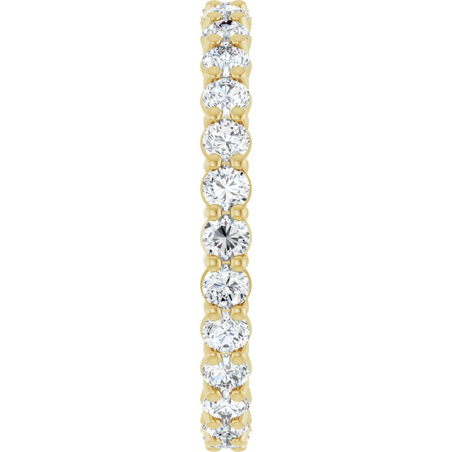 14K Gold Round Natural Diamond Low Profile Eternity Band - 2.5mm Stones - Yellow Gold - view 4