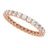 14K Gold Round Natural Diamond Low Profile Eternity Band - 2.5mm Stones - Rose Gold - view 5
