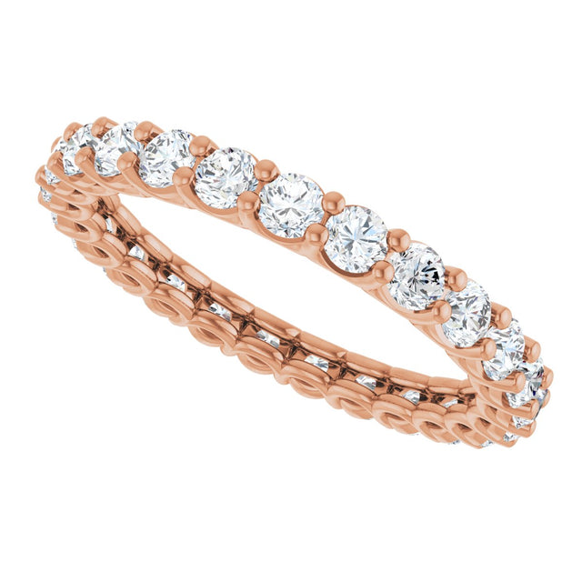 14K Gold Round Natural Diamond Low Profile Eternity Band - 2.5mm Stones - Rose Gold - view 5