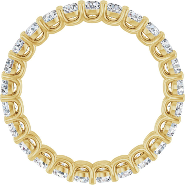 14K Gold Round Natural Diamond Low Profile Eternity Band - 2.5mm Stones - Yellow Gold - view 2