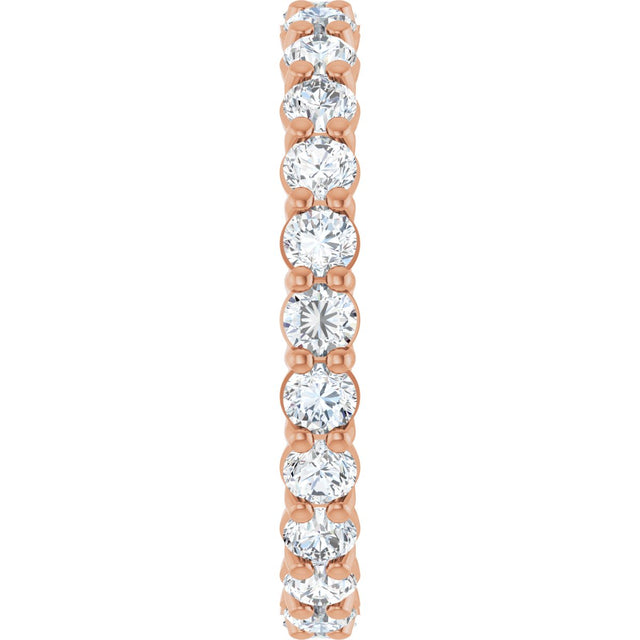 14K Gold Round Natural Diamond Low Profile Eternity Band - 2.5mm Stones - Rose Gold - view 4