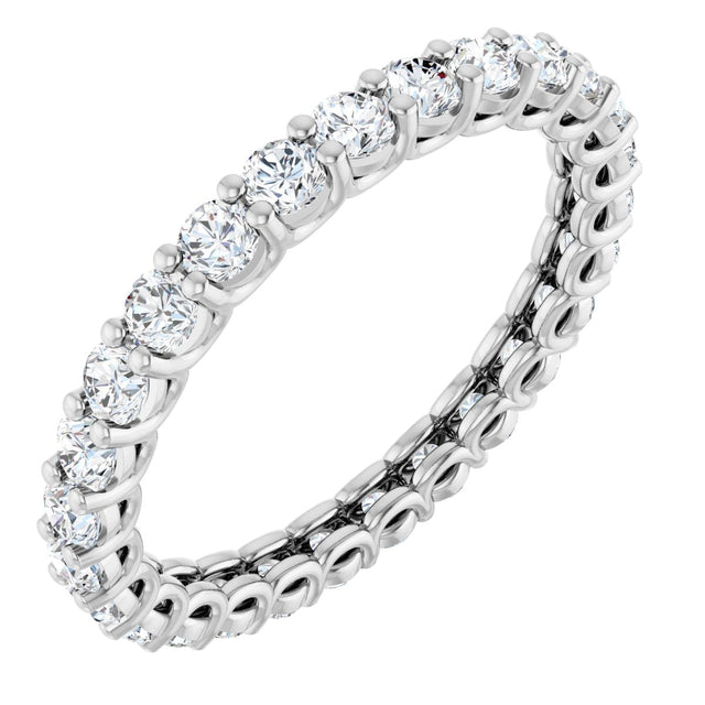 Platinum Round Natural Diamond Low Profile Eternity Band - 2.5mm Stones
