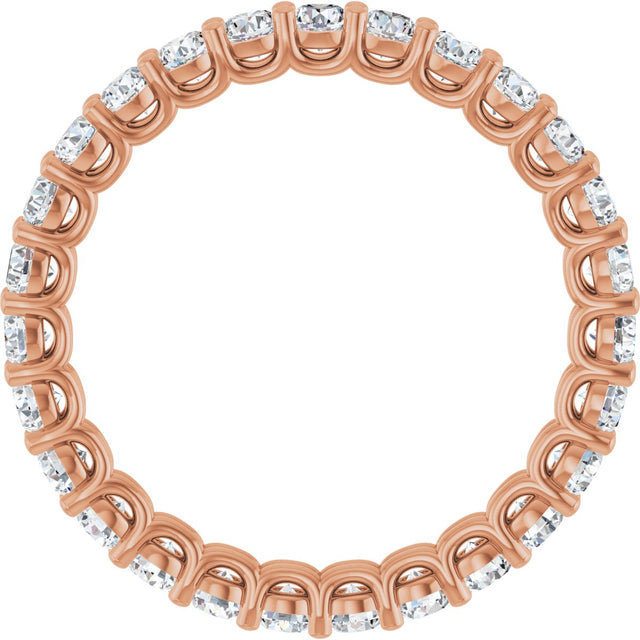 14K Gold Round Natural Diamond Low Profile Eternity Band - 2.5mm Stones - Rose Gold - view 2