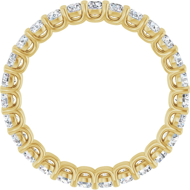 14K Gold Round Natural Diamond Low Profile Eternity Band - 2.5mm Stones - Yellow Gold - view 2