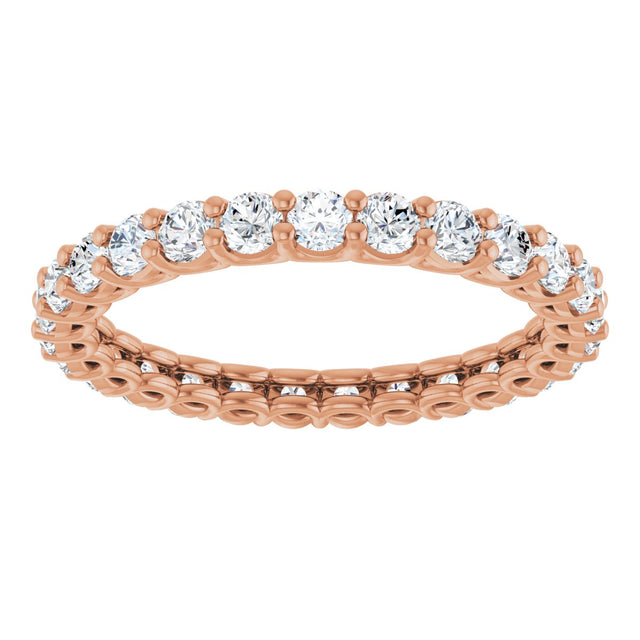 14K Gold Round Lab-Grown Diamond Low Profile Eternity Band - 2.5mm Stones - Rose Gold - view 3