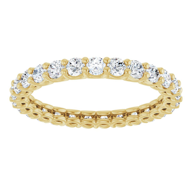14K Gold Round Natural Diamond Low Profile Eternity Band - 2.5mm Stones - Yellow Gold - view 3