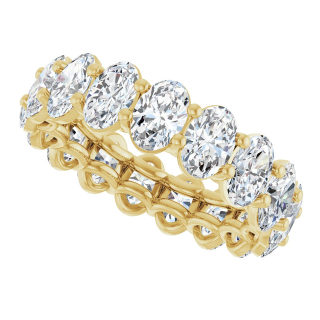14K Gold Oval Natural Diamond Low Profile Eternity Band - 6x4mm Stones (Style 689503) - Yellow Gold - view 5