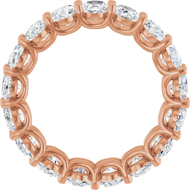 14K Gold Oval Natural Diamond Low Profile Eternity Band - 6x4mm Stones (Style 689503) - Rose Gold - view 2