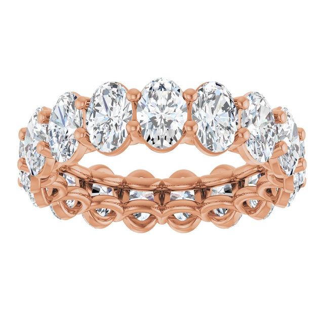 14K Gold Oval Lab-Grown Diamond Low Profile Eternity Band - 6x4mm Stones (Style 689503) - Rose Gold - view 3